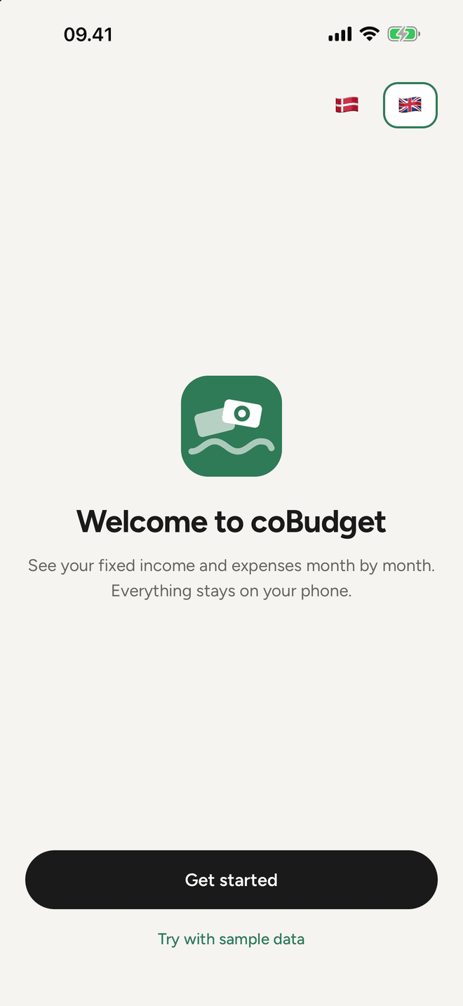 Welcome screen
